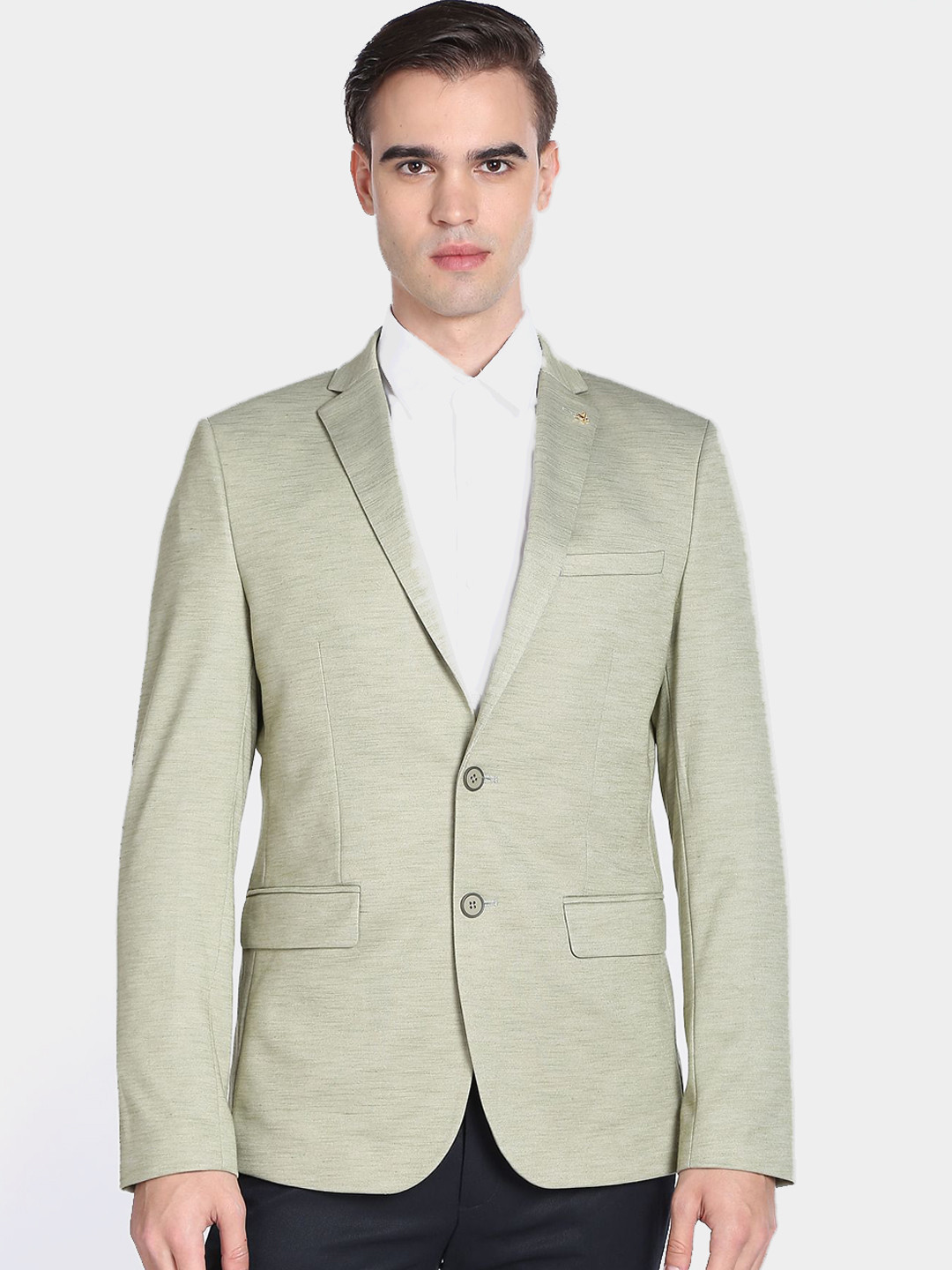 Arrow Men Heathered Self-Design Slim-Fit Single-Breasted Formal Blazers