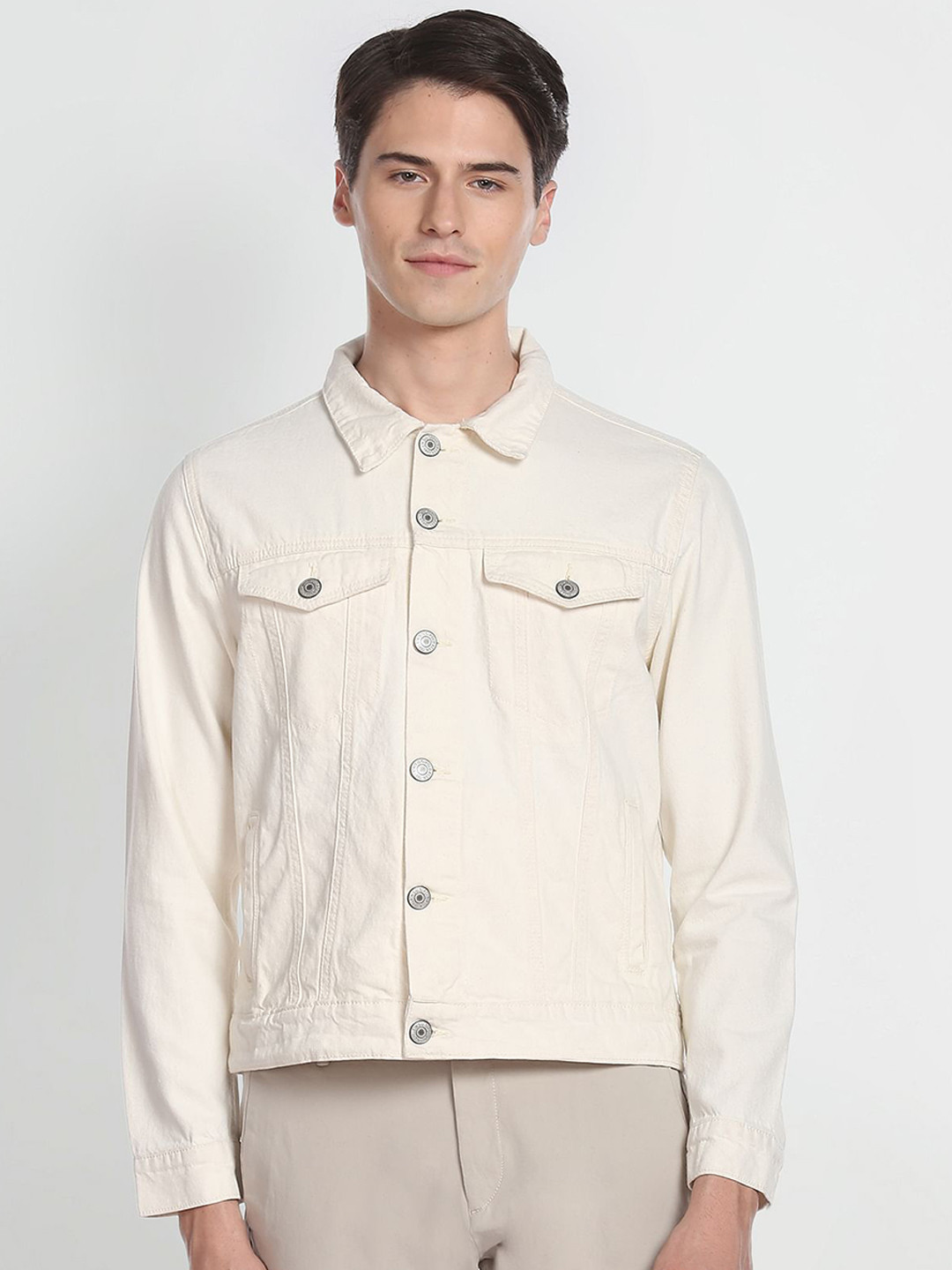 U.S. Polo Assn. Denim Co. Men Spread Collar Long Sleeves Cotton Denim Jacket