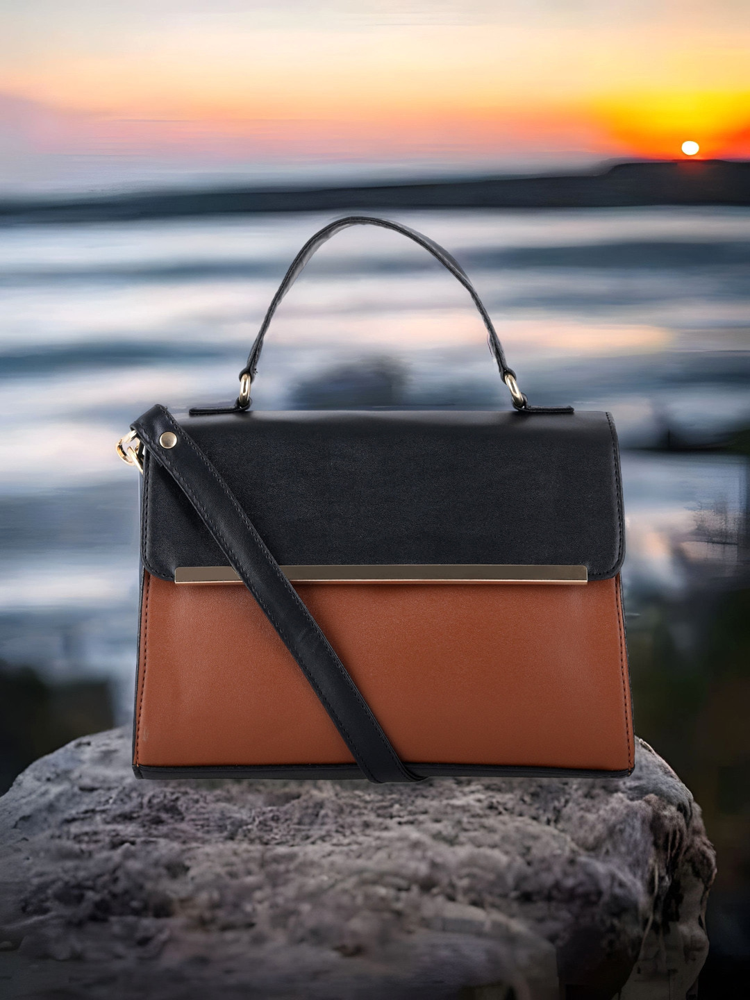 Toteteca Colourblocked PU Structured Satchel