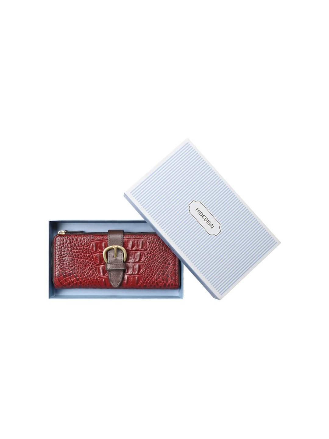 Hidesign Women Red Textured Leather Zip Around Wallet