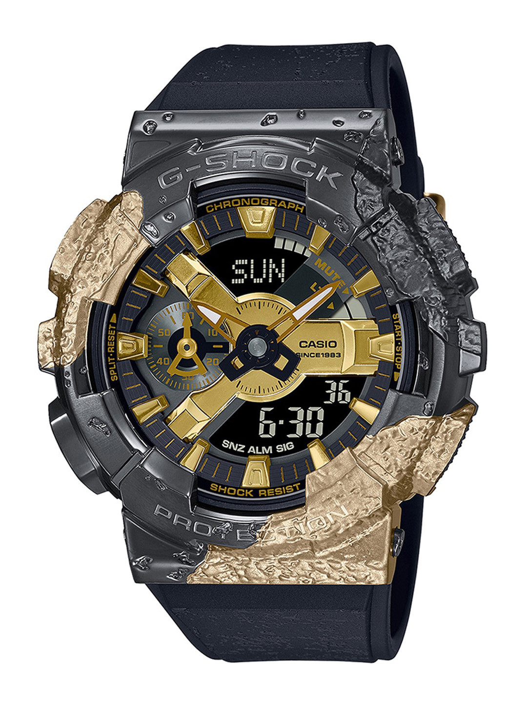 CASIO Men G-Shock G-Steel GM-114GEM-1A9DR Black-Gold Ana-Digi Dial Resin Band G1346