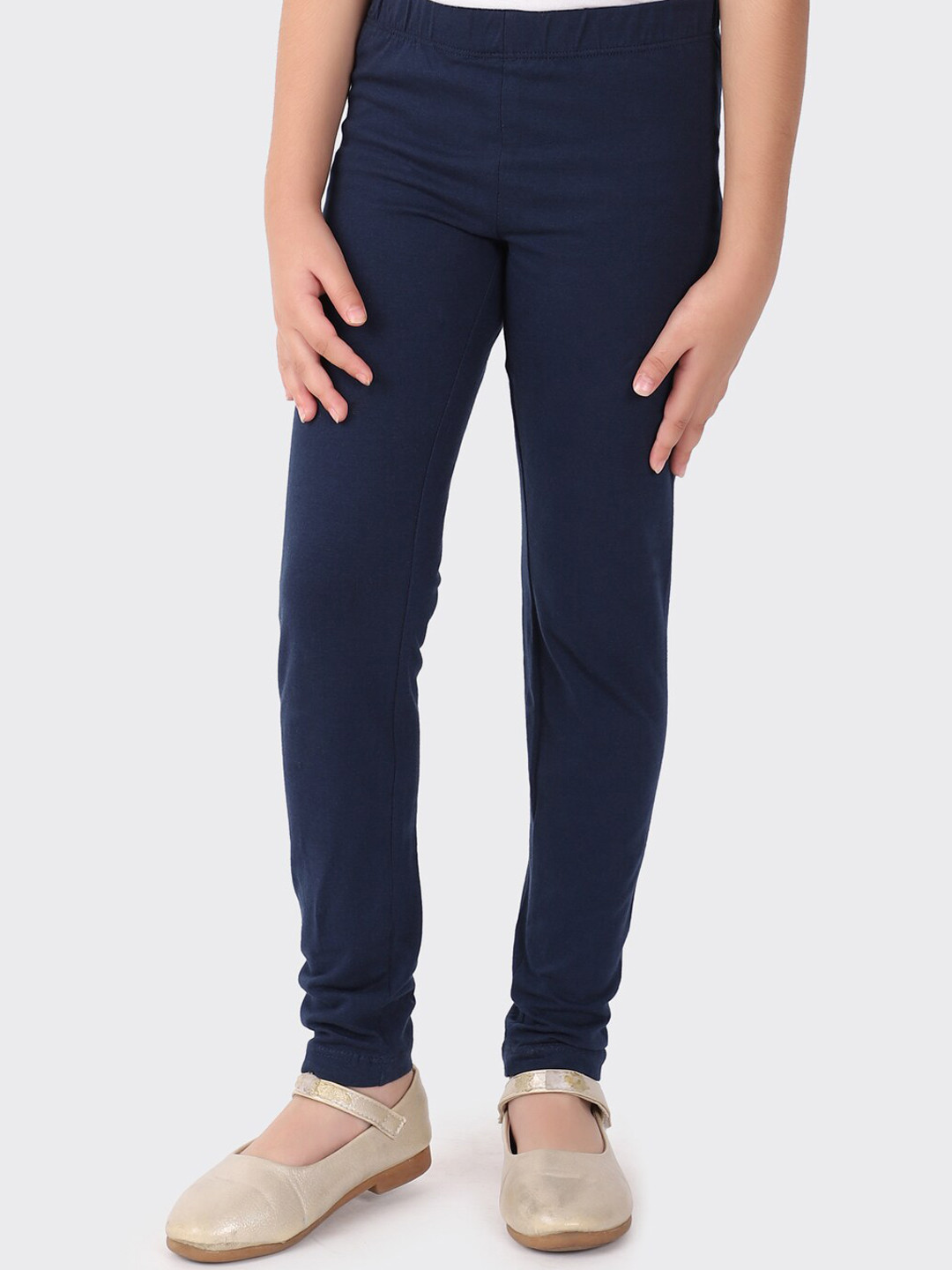 Fabindia Girls Elasticated Waistband Mid-Rise Churidar Length Leggings