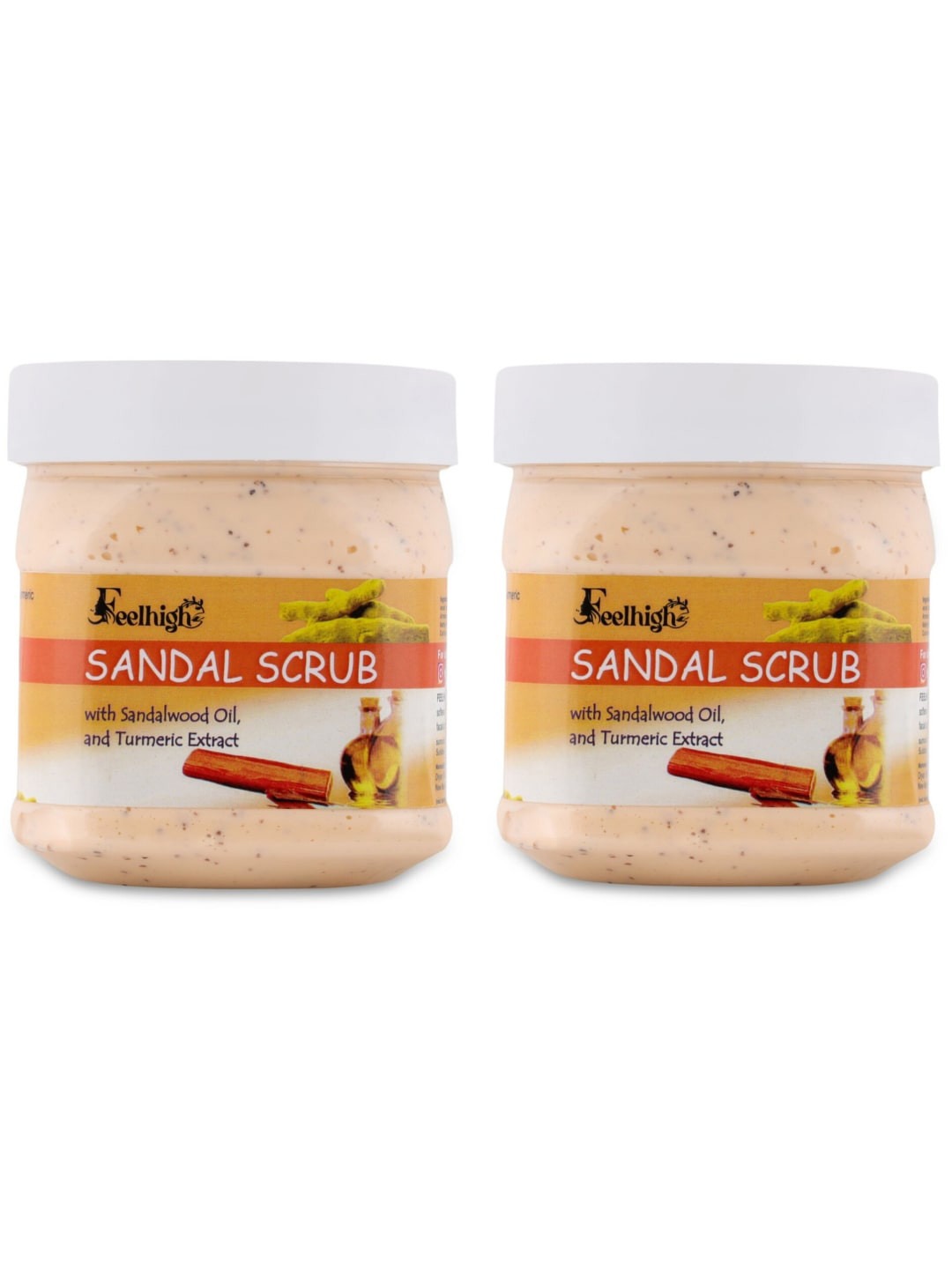 FEELHIGH Set of 2 Sandal & Turmeric Scrub for Face & Body - 500 ml each
