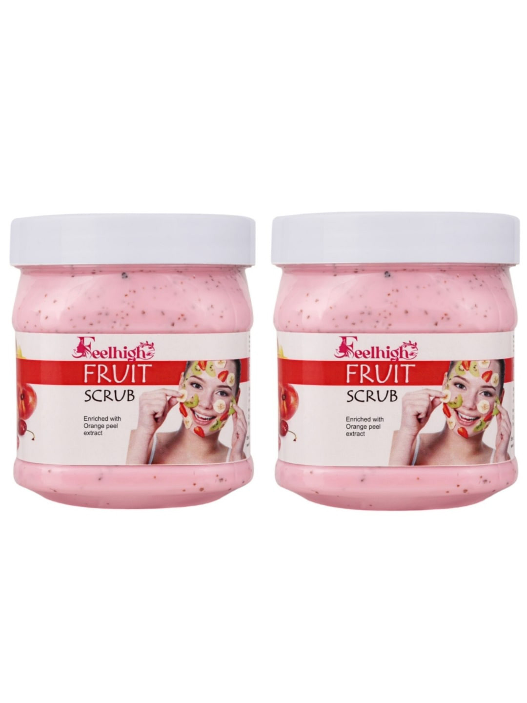 FEELHIGH Set of 2 Mix Fruit Face & Body Scrub with Orange Peel - 500 ml each