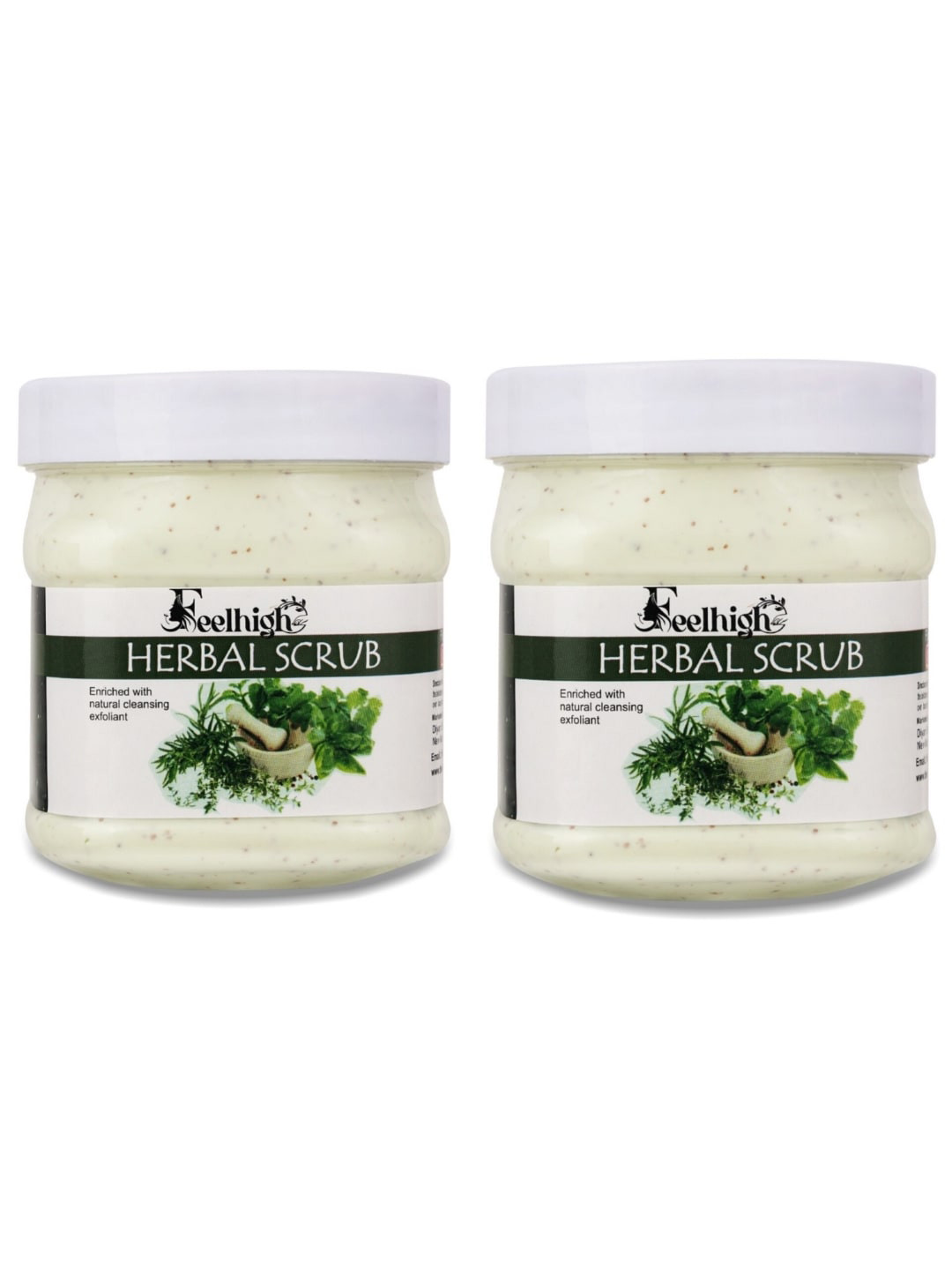 FEELHIGH Set of 2 Herbal Face & Body Scrub with Natural Cleansing Exfoliant - 500 ml each