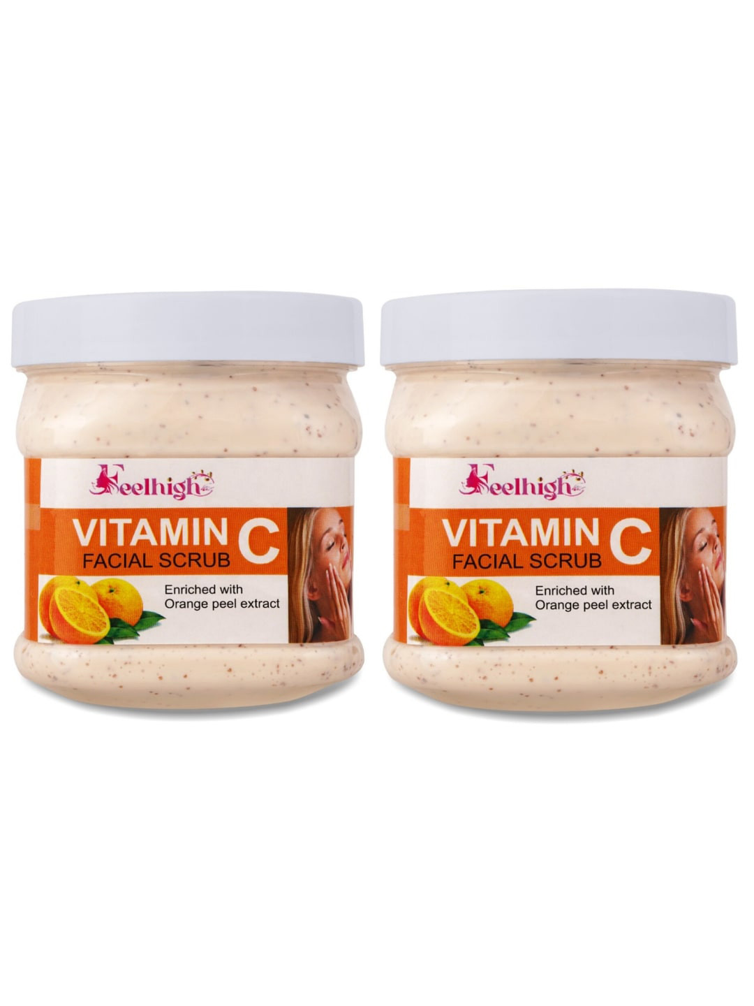 FEELHIGH Set of 2 Vitamin C Facial Scrub with Orange Peel Extract - 500 ml each