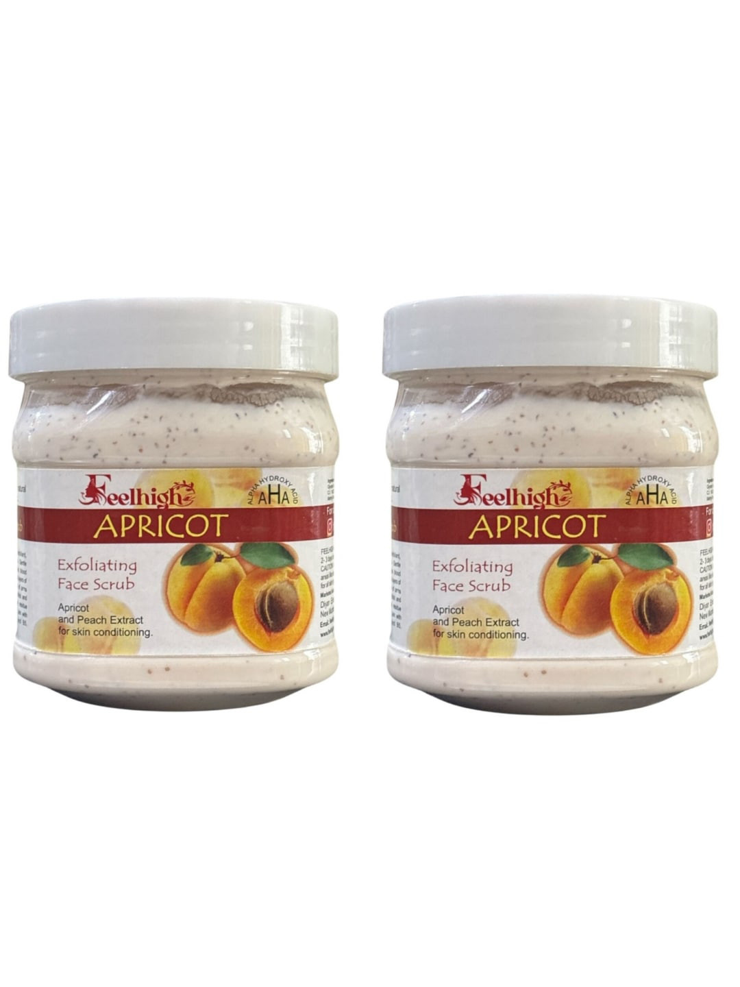 FEELHIGH Set of 2 Apricot Exfoliating Face Scrub with Peach Extract - 500 ml each