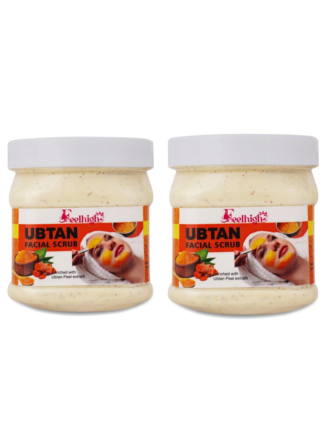 FEELHIGH Set of 2 Ubtan Scrub with Ubtan Peel Extract For Face & Body - 500 ml Each