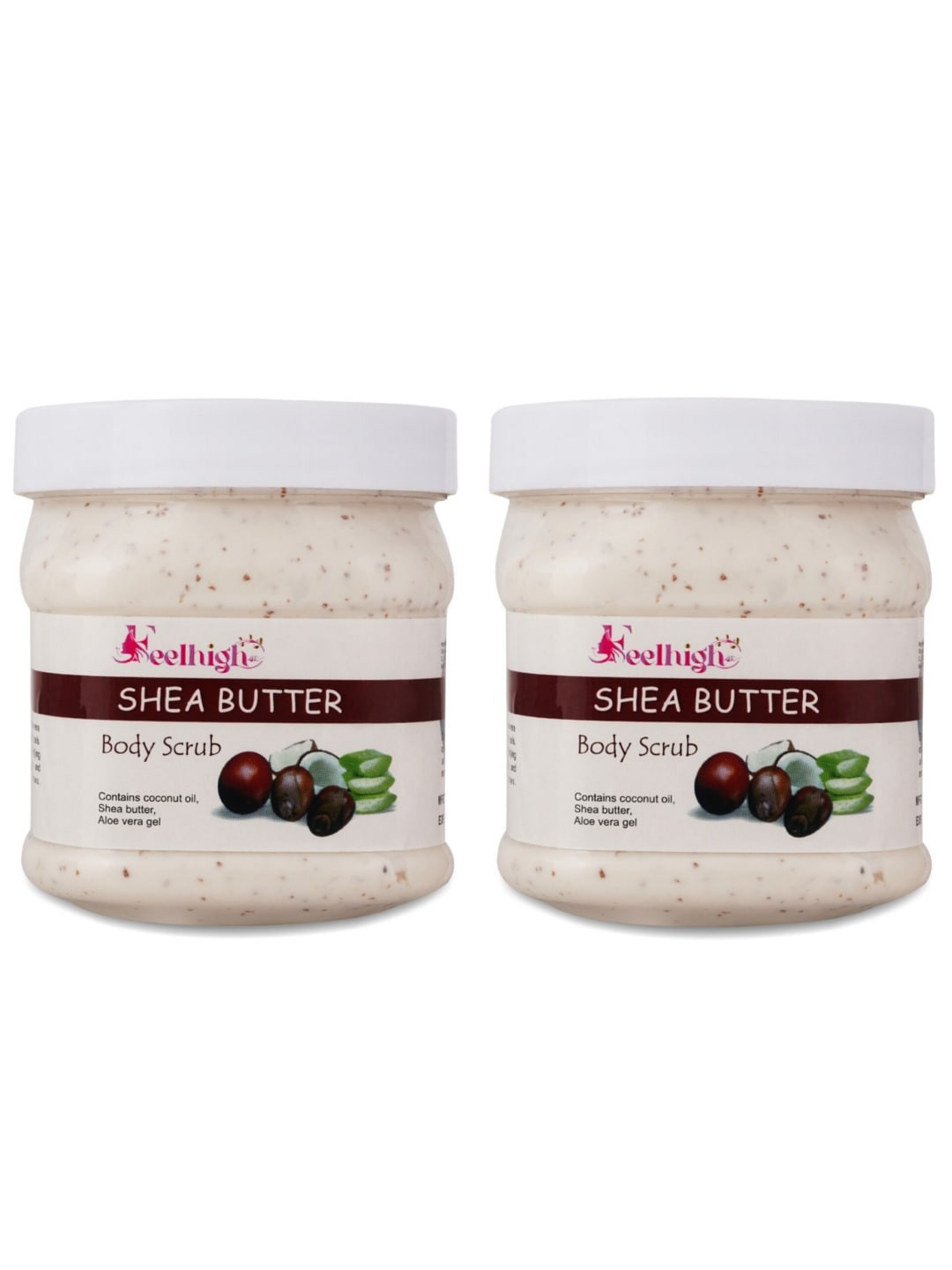 FEELHIGH Set of 2 Shea Butter Scrub with Coconut Oil For Face & Body - 500 ml Each