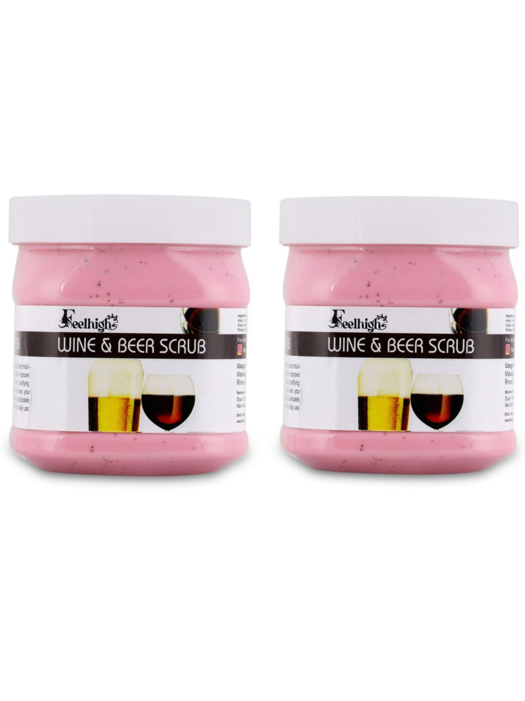 FEELHIGH Set of 2 Wine & Beer Scrub for Face & Body - 500 ml Each