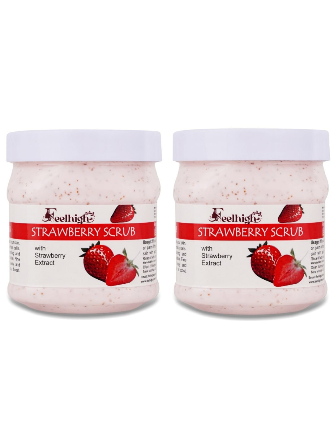 FEELHIGH Set of 2 Strawberry Face & Body Scrub - 500 ml Each