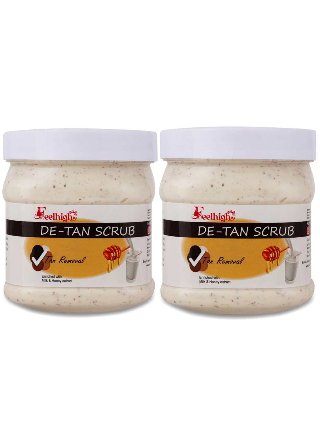 FEELHIGH Set of 2 De Tan Scrub with Milk & Honey Extract For Face & Body - 500 ml Each