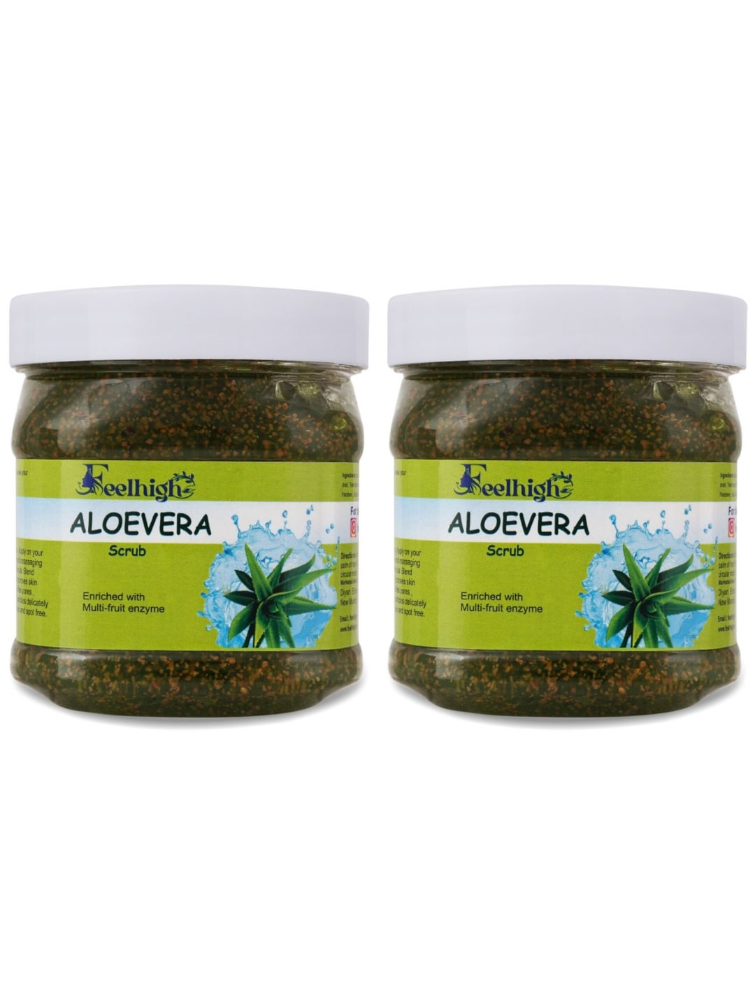 FEELHIGH Set of 2 Aloevera Scrub with Multi Fruit Enzymes for Face & Body - 500 ml Each