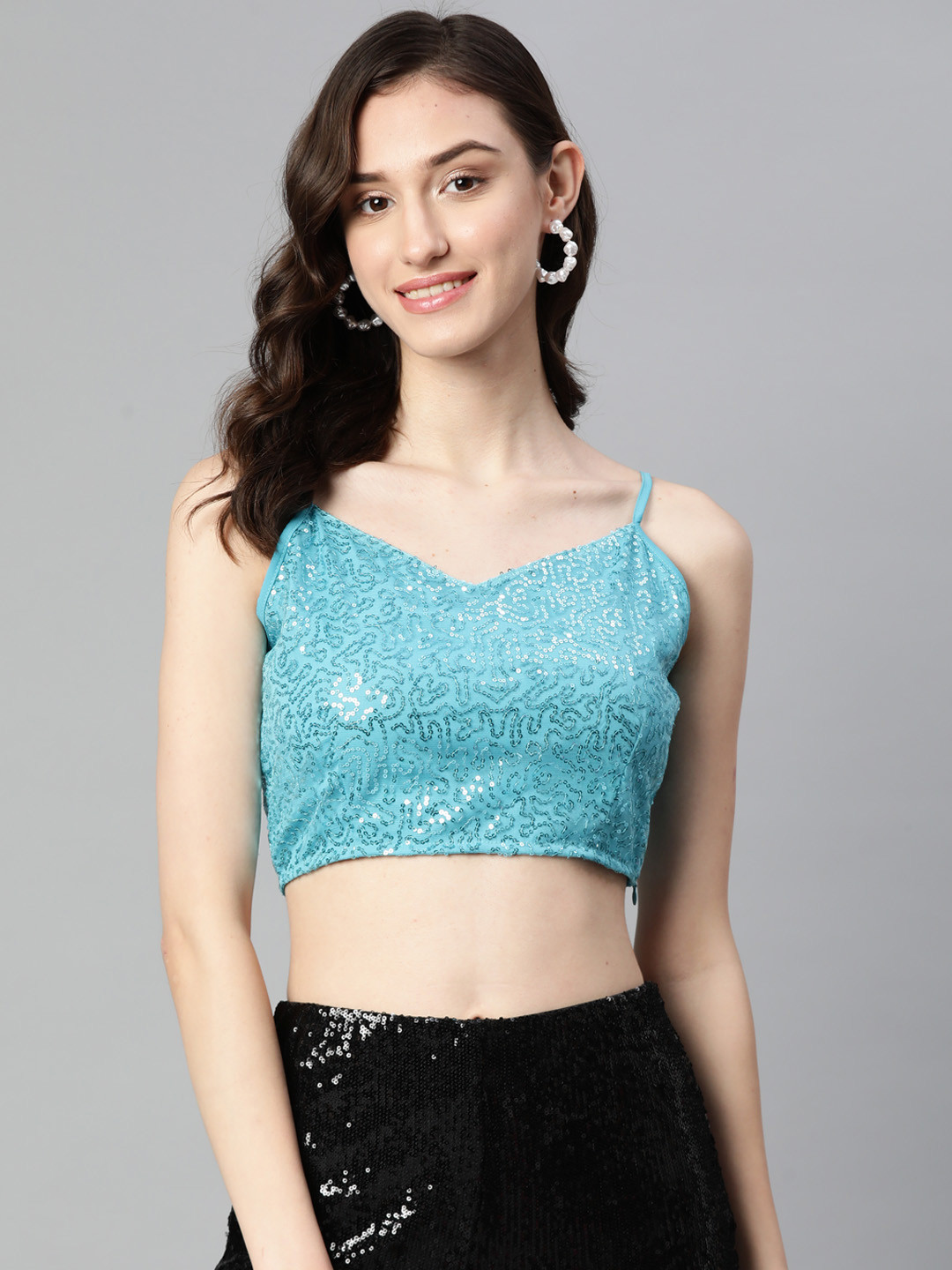 Purple State Sequinned Embellished Saree Blouse