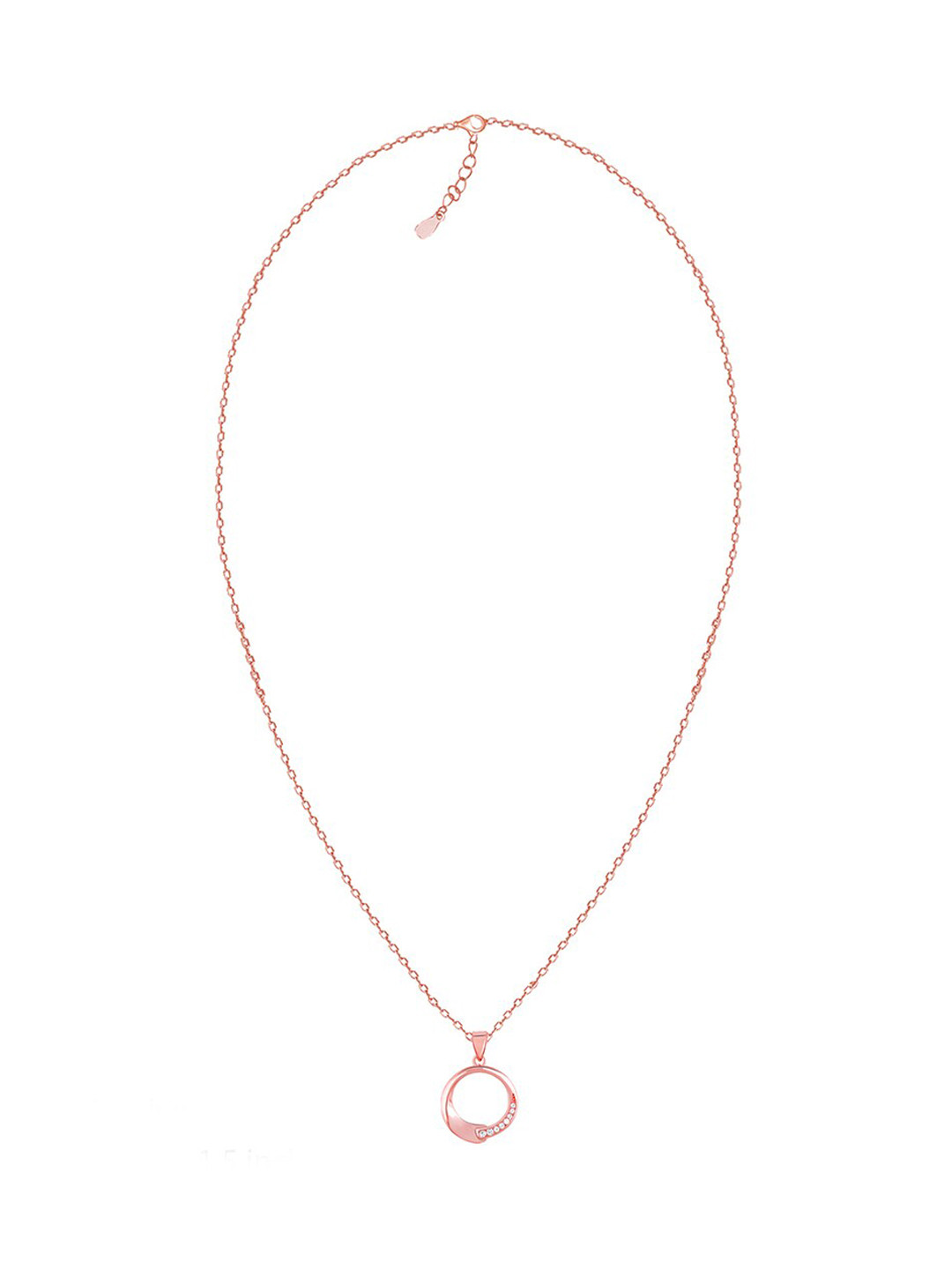 GIVA 925 Sterling Silver Rose Gold-Plated Cubic Zirconia-Studded Love Pendant & Link Chain