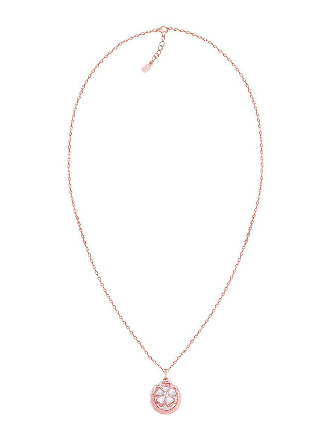 GIVA 925 Sterling Silver Rose Gold-Plated Cubic Zirconia-Studded Pendant With Link Chain