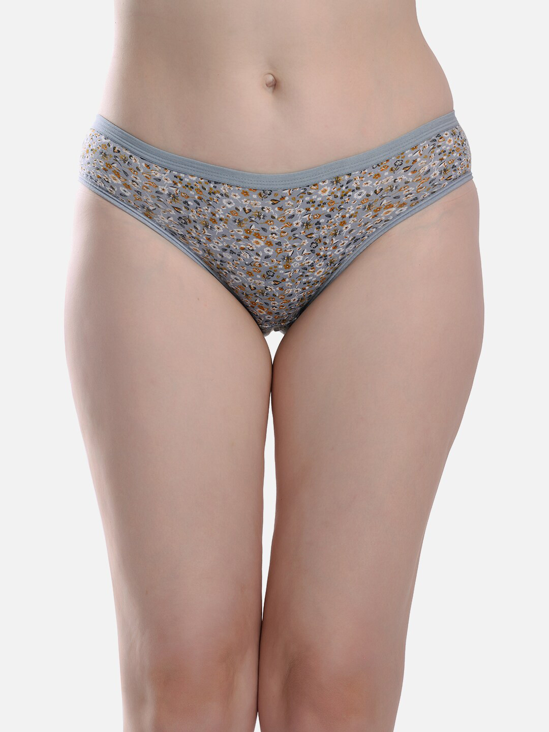 StyFun Women Printed Anti microbial Hipster Briefs LS_Flower_Panty_Grey