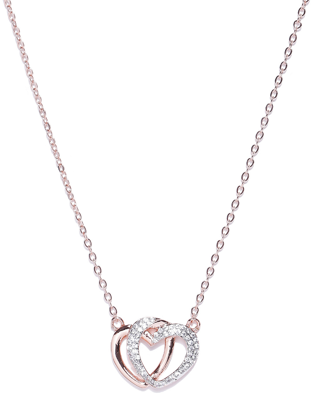 Jewels Galaxy Rose Gold & Silver-Toned  CZ Stone-Studded Necklace