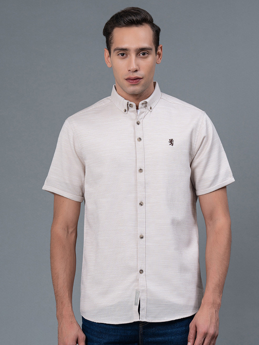 Red Tape Button-Down Collar Solid Casual Shirt