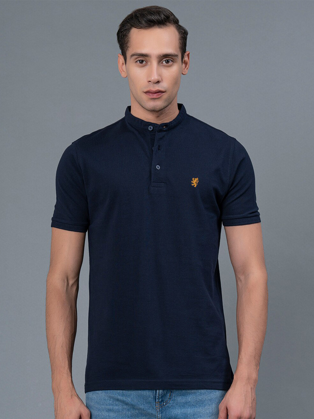 Red Tape Henley Neck Pure Cotton T-Shirt