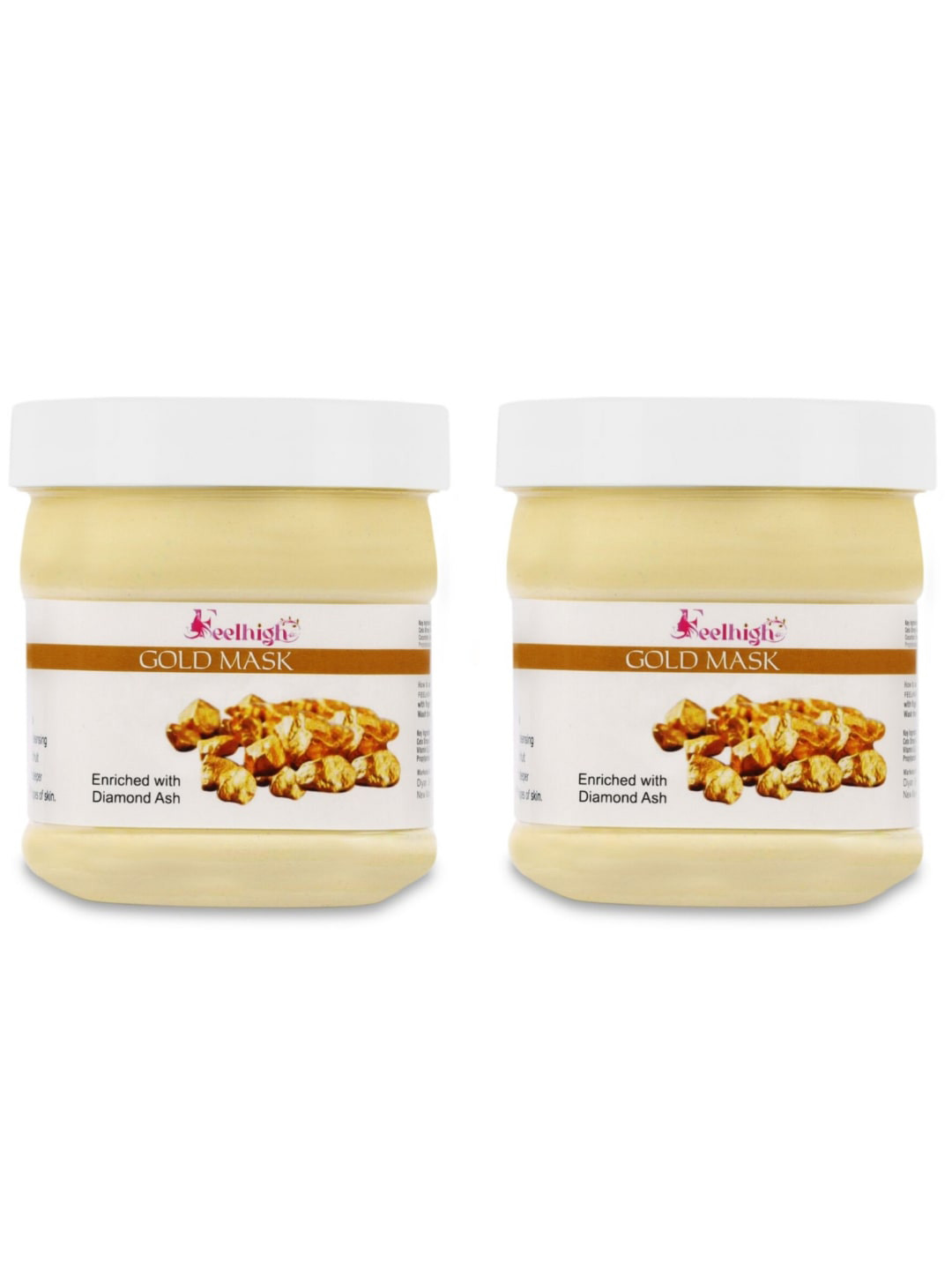 FEELHIGH Set Of 2 Skin Brightening Gold Face Masks- 500 ml Each
