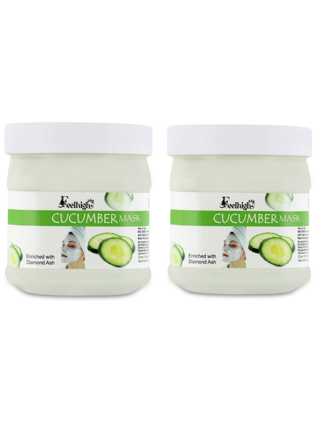 FEELHIGH Set Of 2 Skin Glowing Cucumber Face Masks - 500ml each