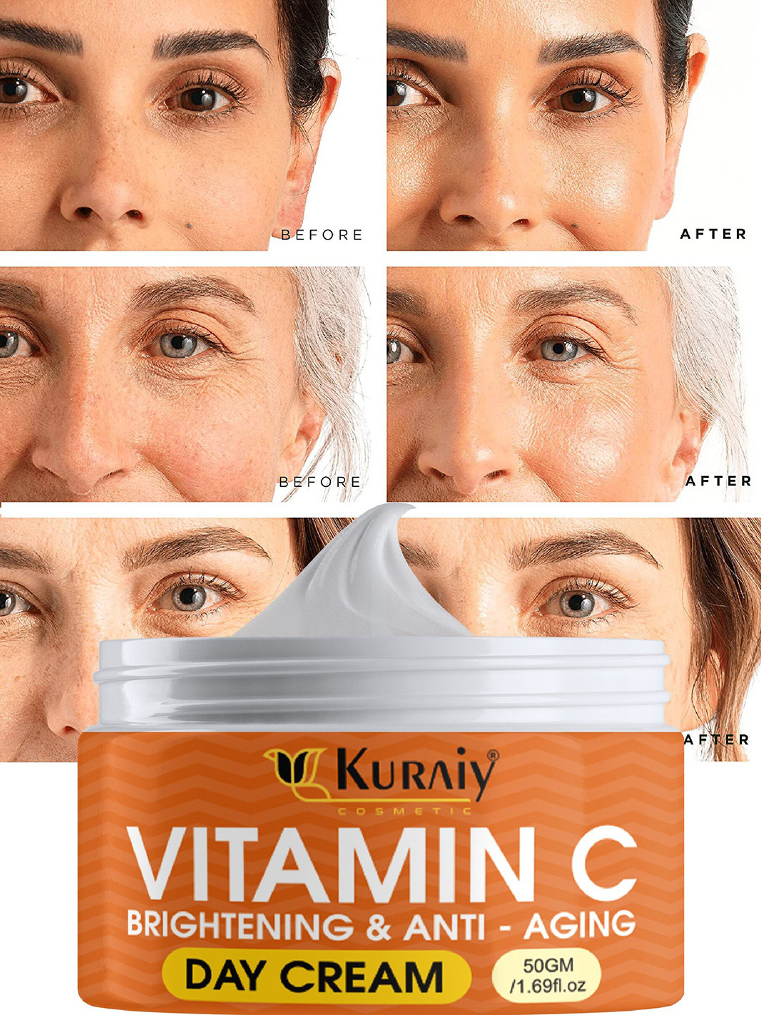 KURAIY Vitamin C Whitening Remove Dark Spots Moisturizing Face Eye Cream - 50gm