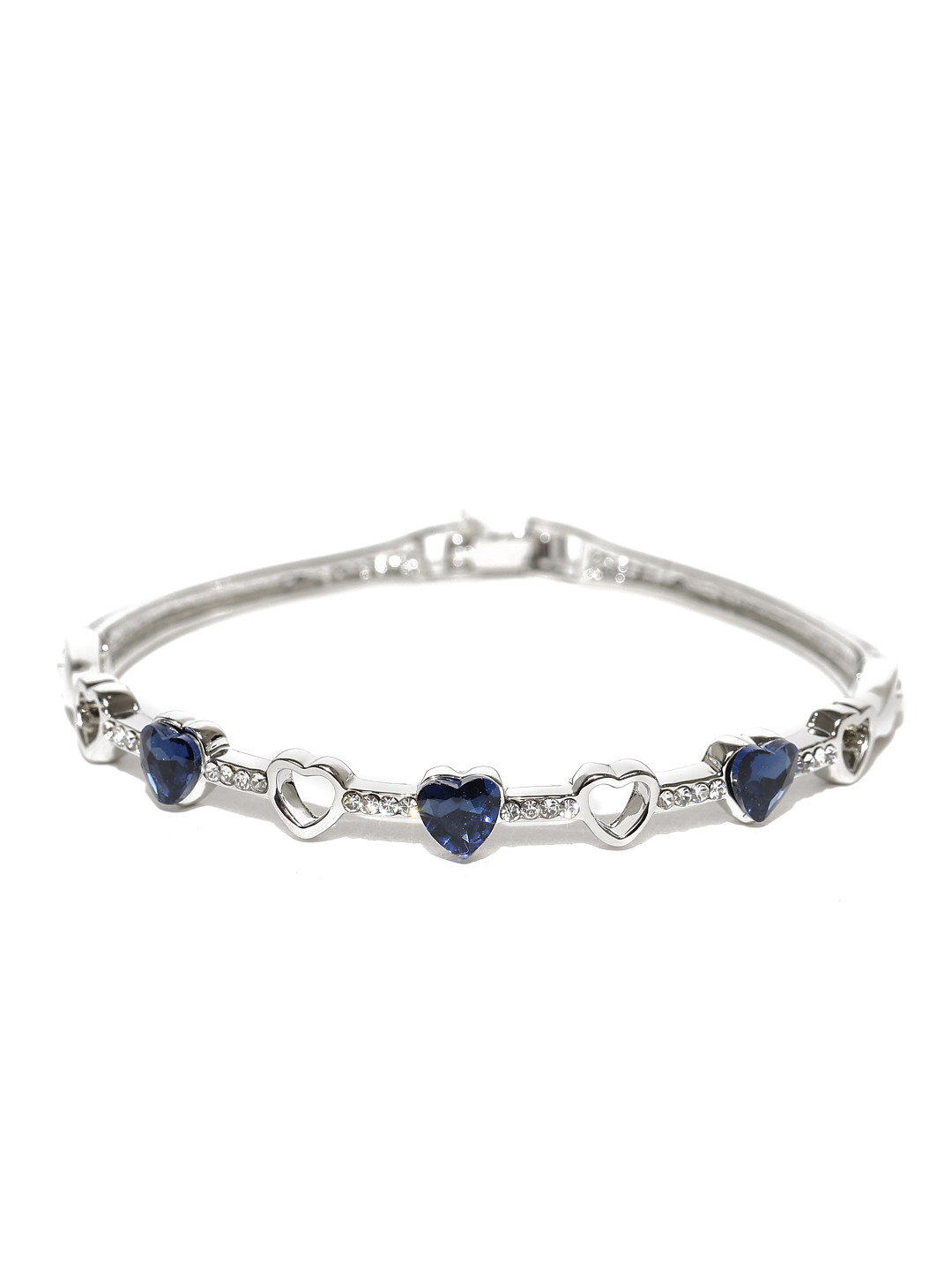 Jewels Galaxy Blue Silver-Plated Handcrafted Bangle-Style Bracelet