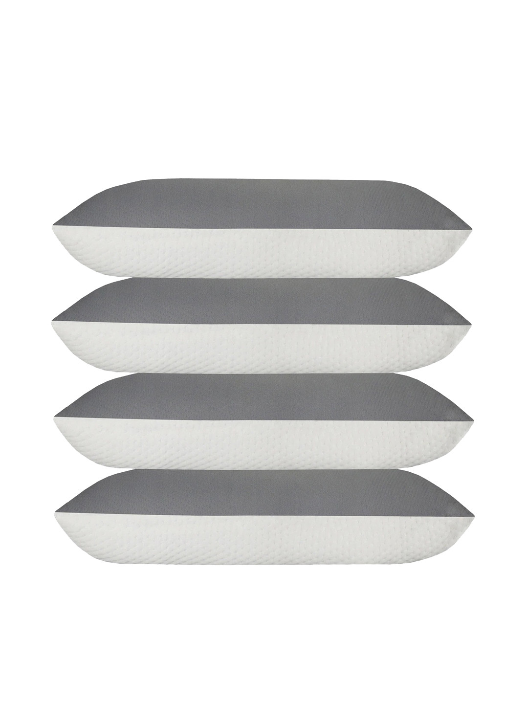 LA VERNE Grey Solid Polyester Set of 4 Medium Fibre Sleep Pillow-70 x 10 x 44 cm