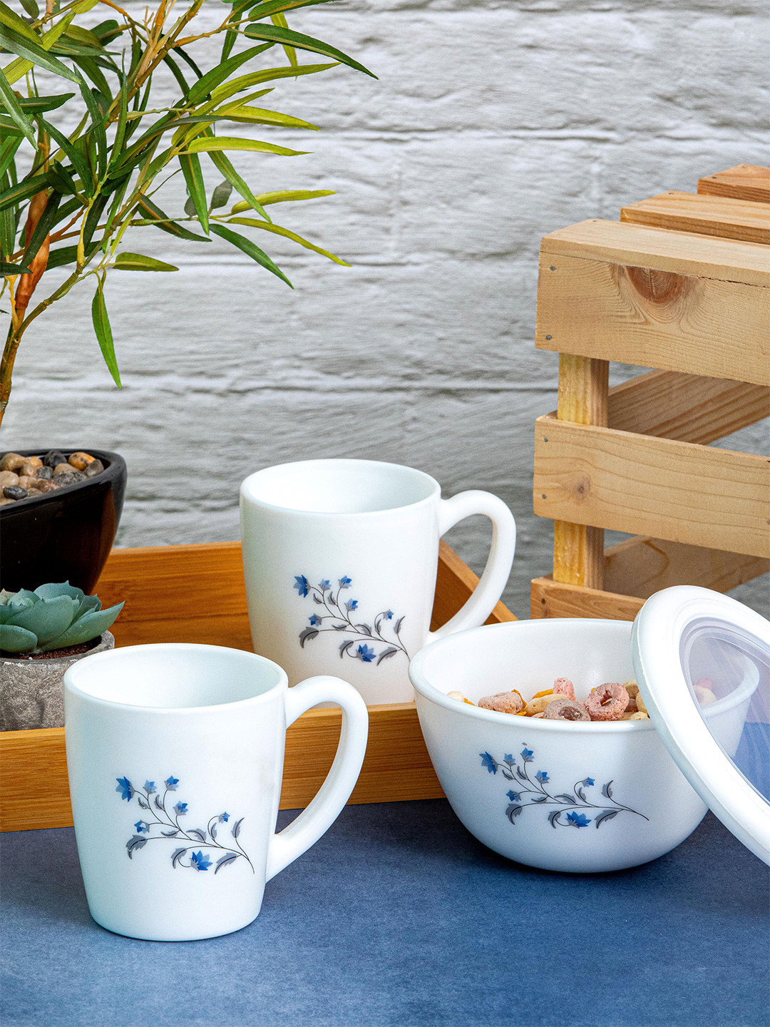 Cello Imperial Set of 3 Opalware Glorious Gift Set- Mugs 280ml & Bowl 500ml