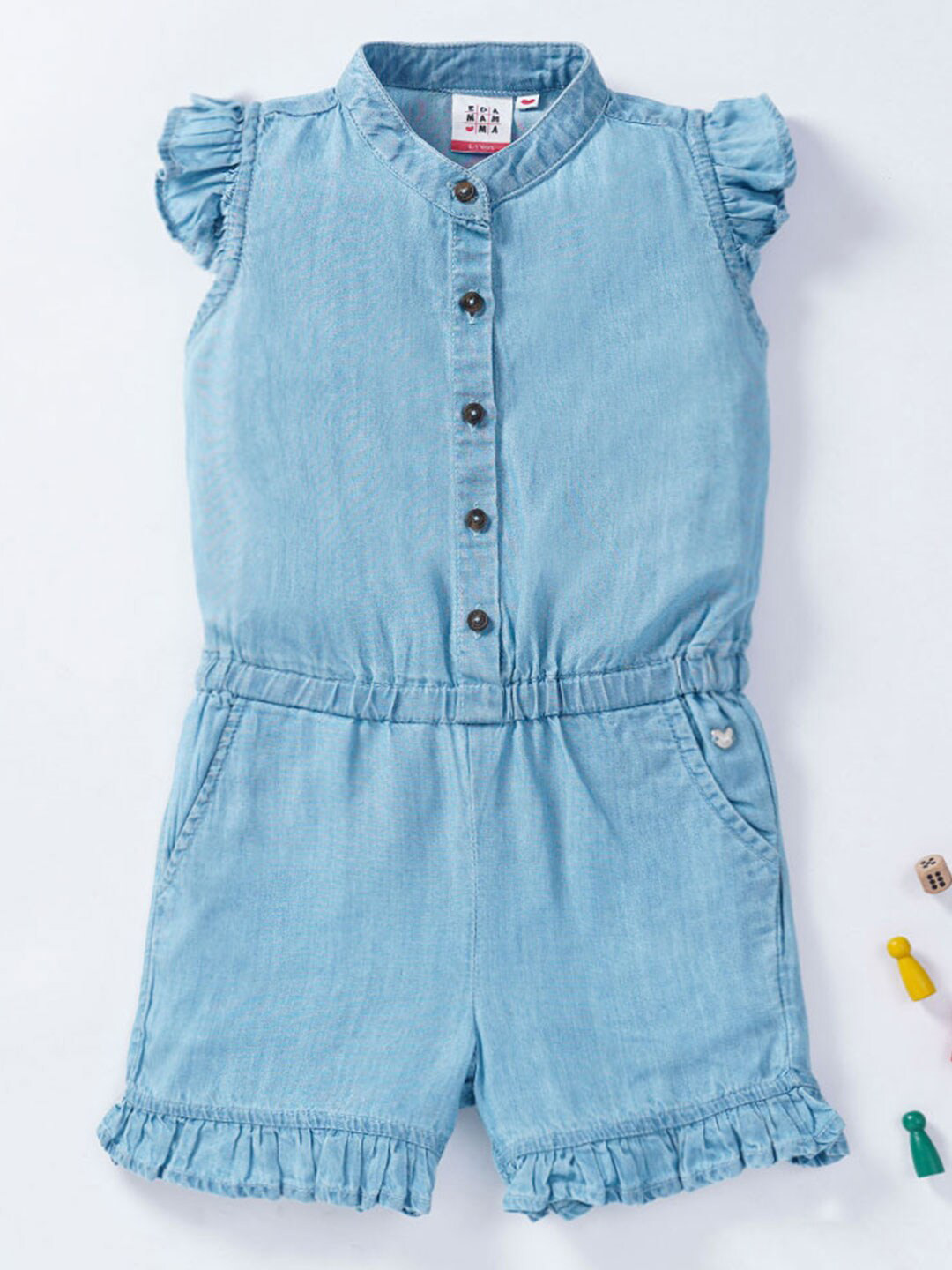 Ed-a-Mamma Girls Band Collar Cotton Jumpsuit