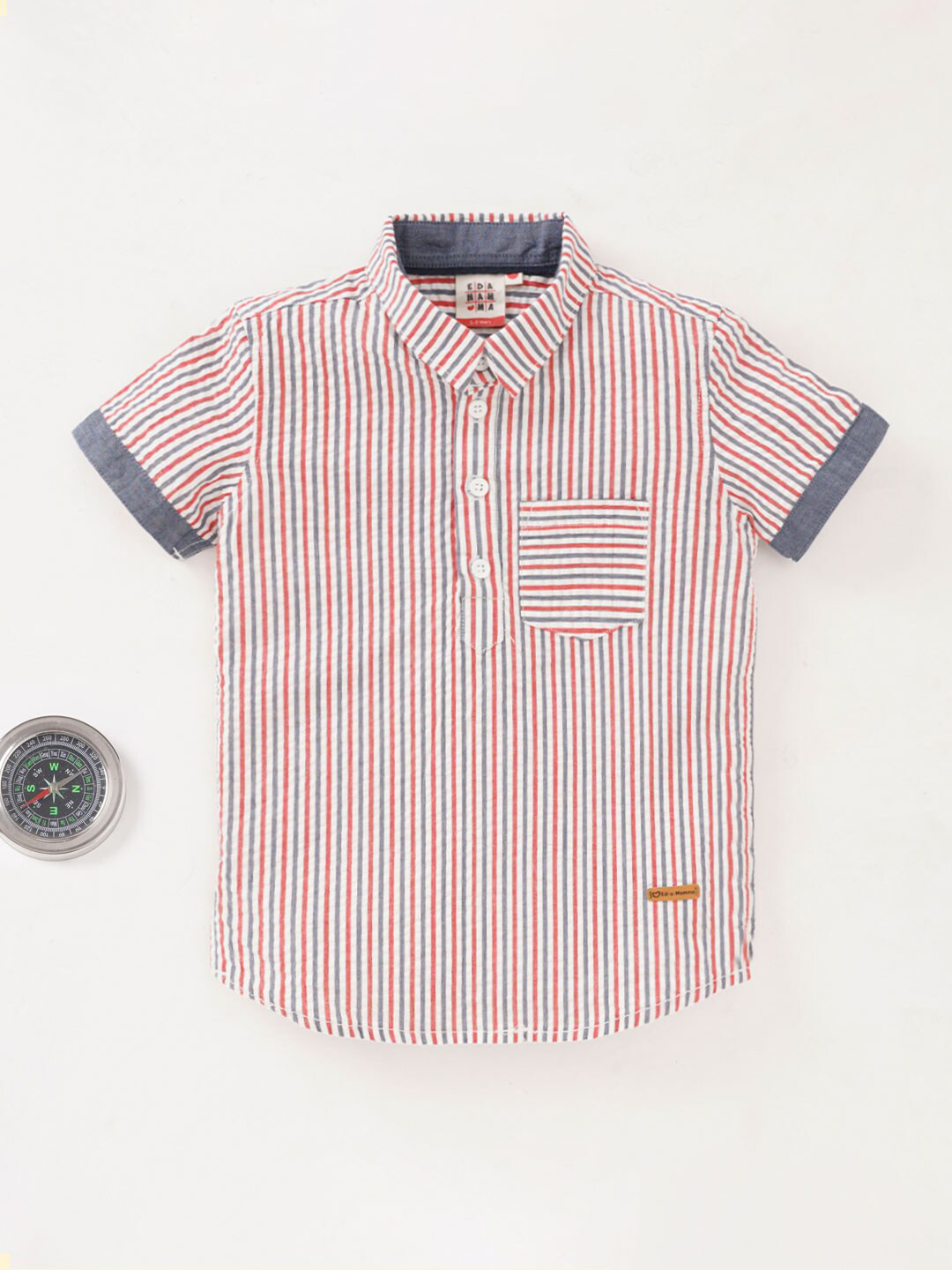 Ed-a-Mamma Boys Vertical Stripes Striped Cotton Casual Shirt