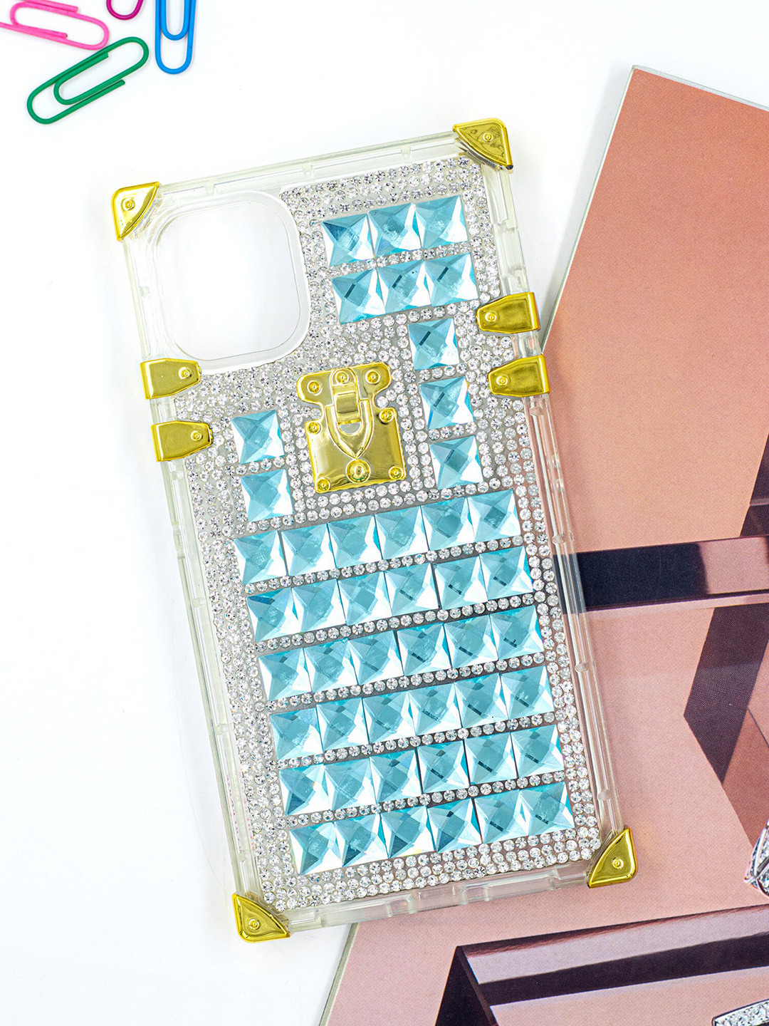 DOOBNOOB iPhone 11 Pro Max Shining Glitter Diamond Right Angle Phone Back Case