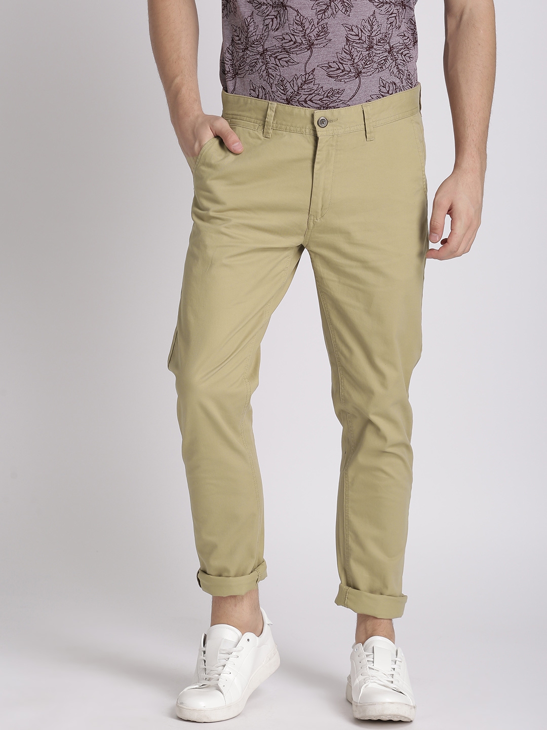 Buy Highlander Khaki Loose Fit Solid Cargo Trouser for Men Online
