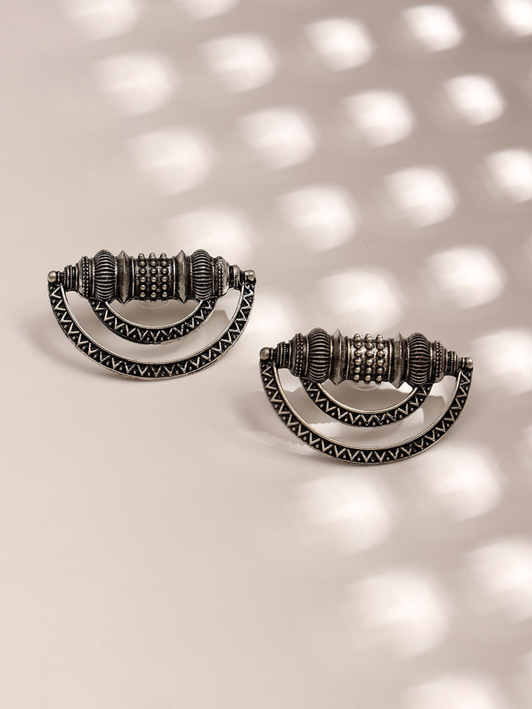 Jazz and Sizzle Silver-Plated Cresent Shaped Drop Earrings