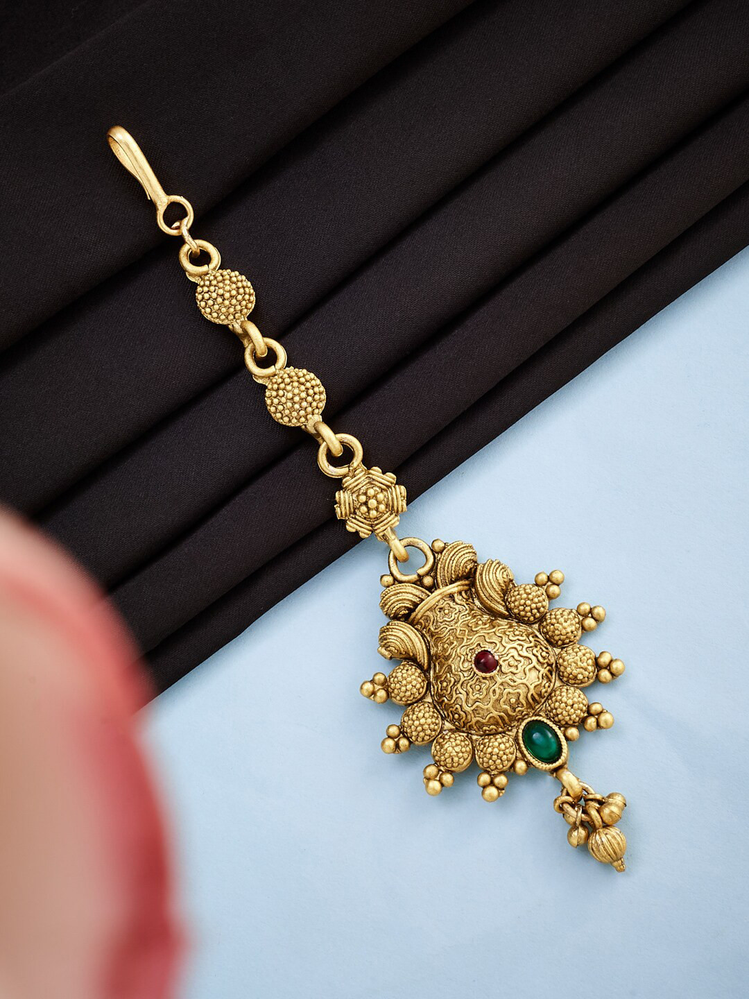 ATIBELLE Gold-Plated Stone-Studded Maang Tikka