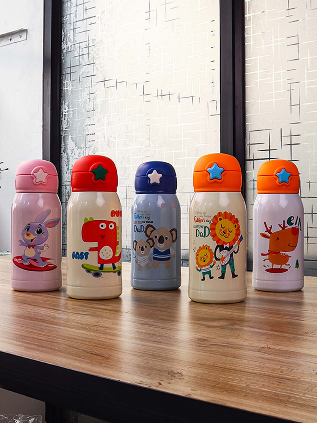 Femora Cream Conversational Stainless Steel Double Wall Vacuum Flask - 550ml