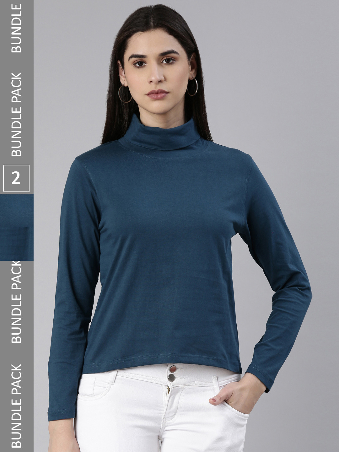 Kryptic Women Teal 2 High Neck T-shirt