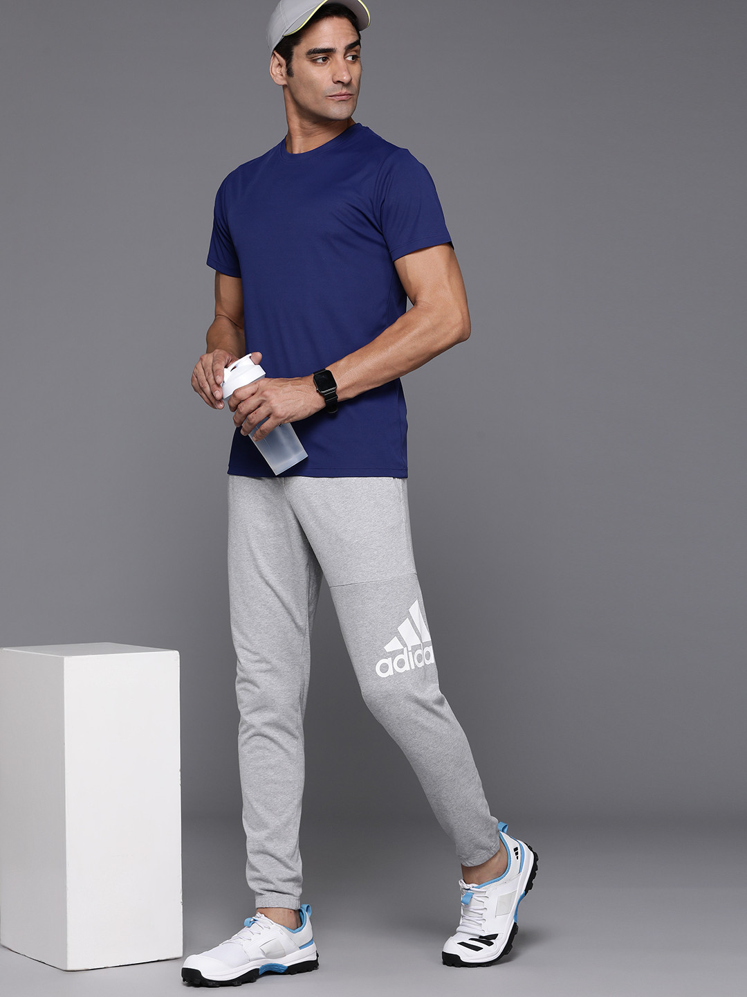 ADIDAS Men Essential Brand Logo Single Jersey Tapered Joggers