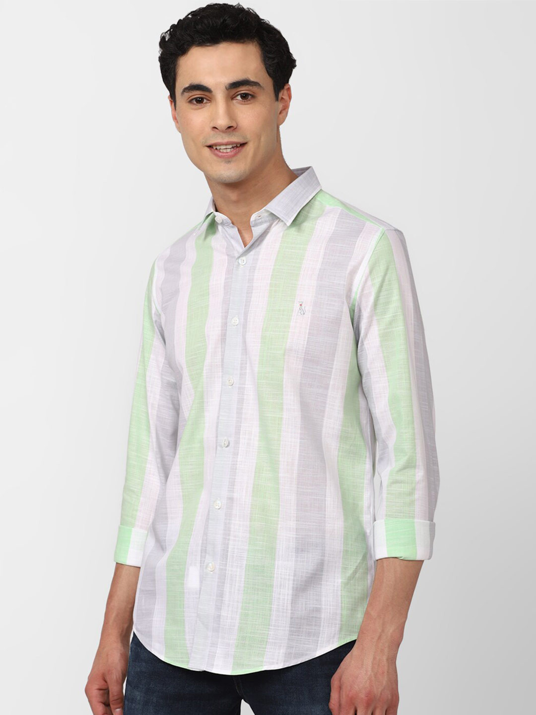 SIMON CARTER LONDON Striped Slim Fit Cotton Casual Shirt