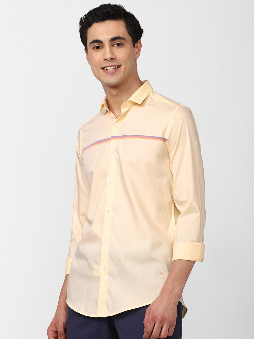 SIMON CARTER LONDON Striped Pure Cotton Slim Fit Casual Shirt