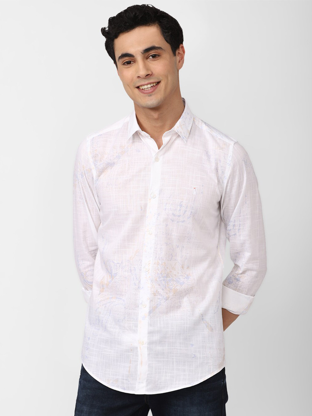 SIMON CARTER LONDON Ethnic Motifs Printed Pure Cotton Slim Fit Casual Shirt