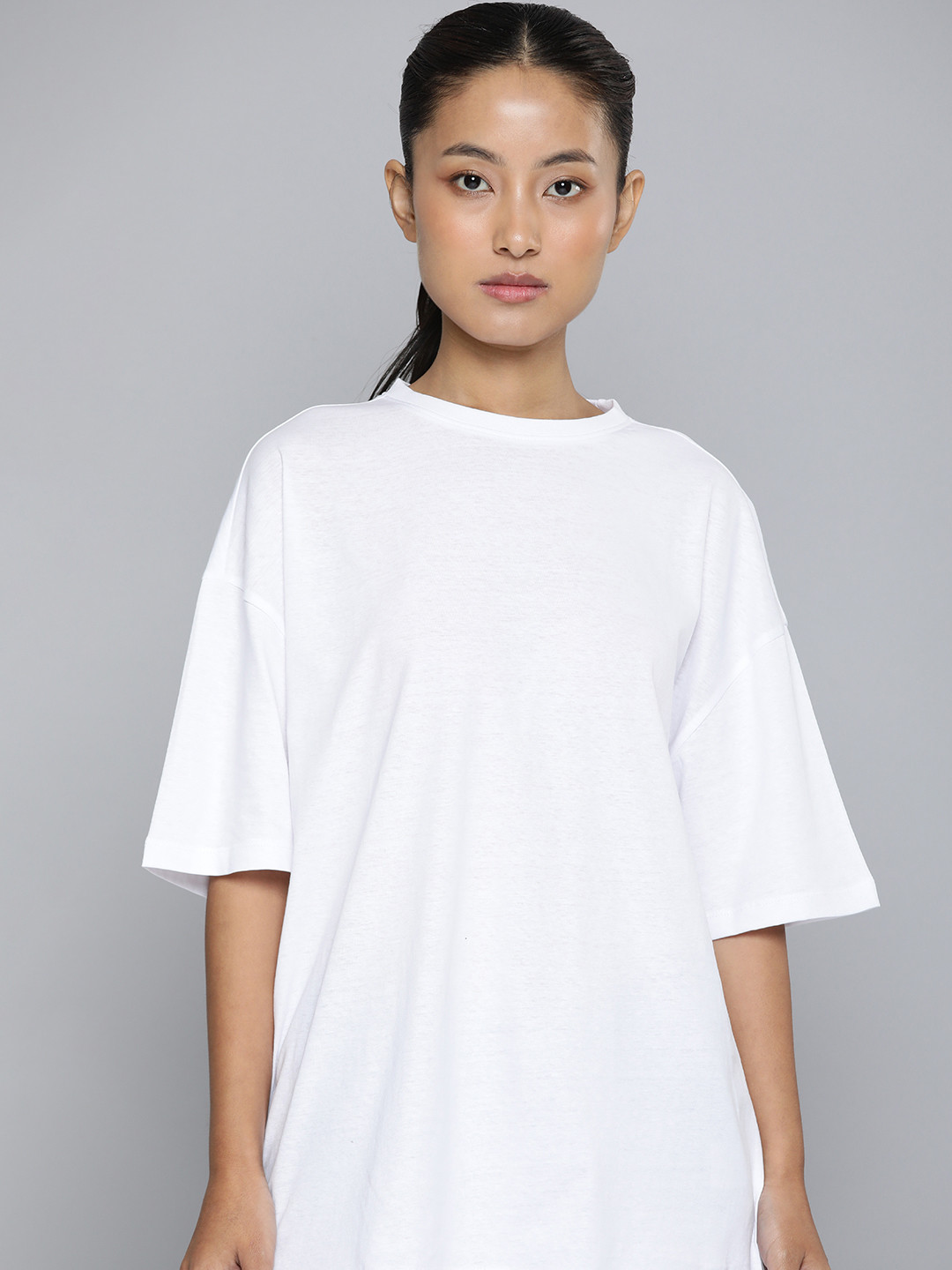 ether Solid Drop-Shoulder Sleeves Boxy T-shirt