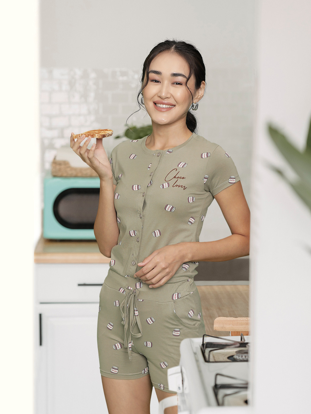 Sweet Dreams Conversational Printed Pure Cotton Lounge Playsuit