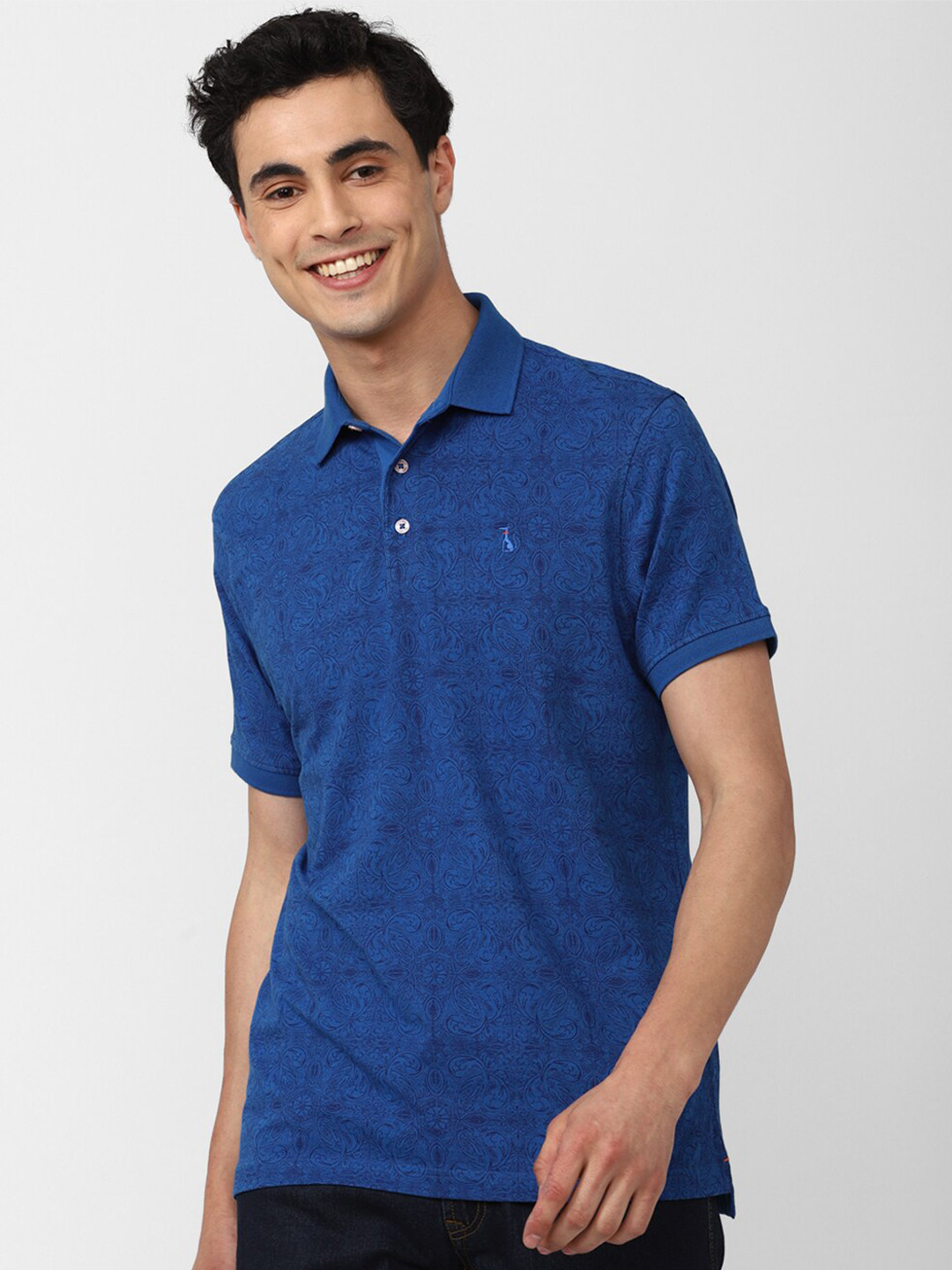 SIMON CARTER LONDON Abstract printed Polo Collar Cotton Slim Fit T-shirt