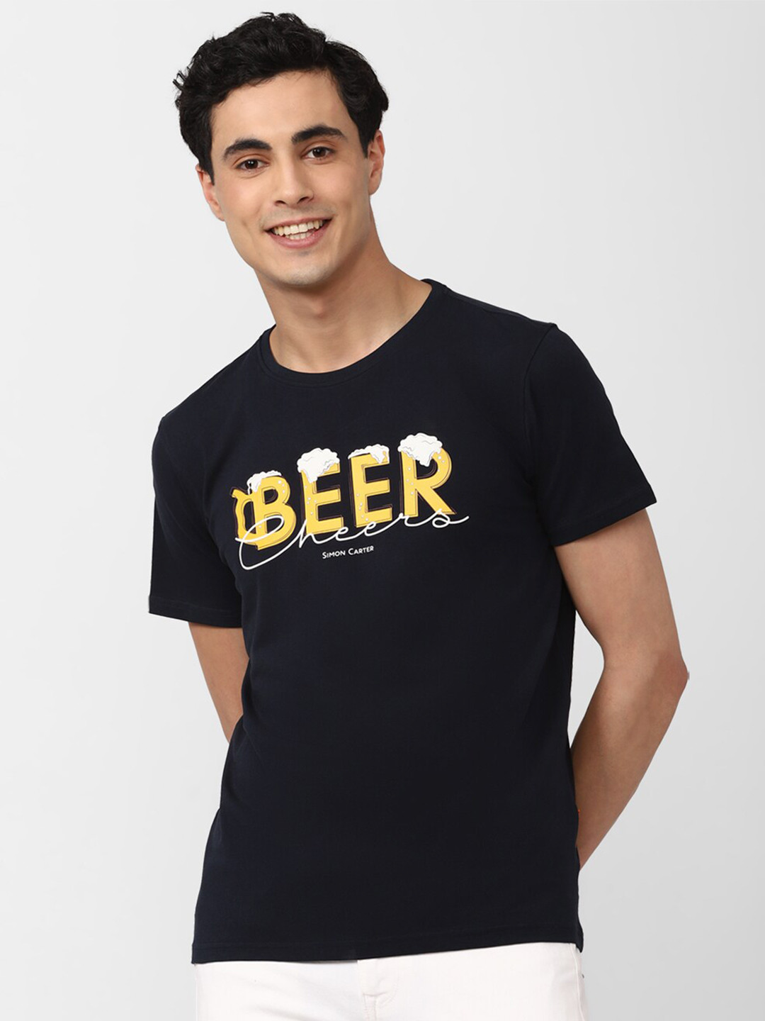 SIMON CARTER LONDON Typography Printed Slim Fit T-shirt