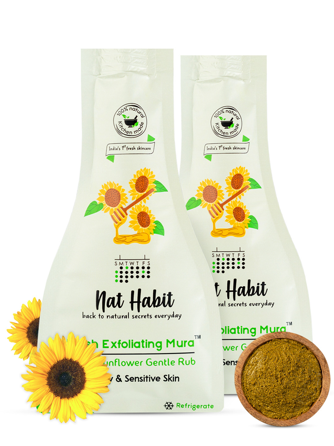 Nat Habit Set of 2 Fresh Exfoliating Mura Face Exfoliator with Honey  Sunflower-25g Each