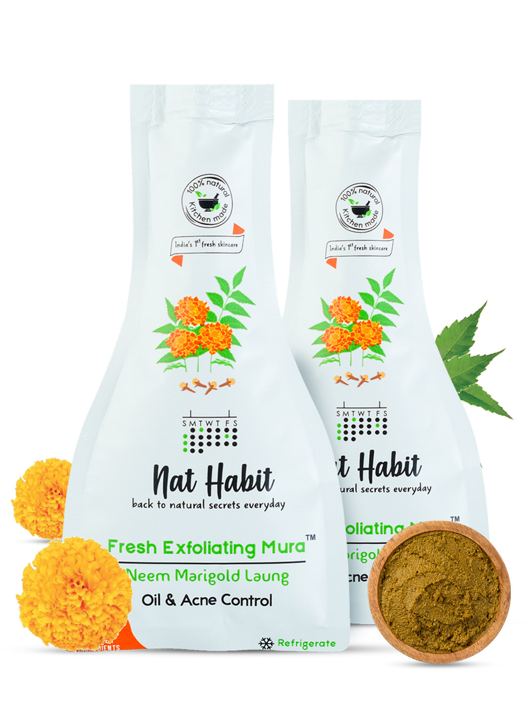 Nat Habit Set of 2 Fresh Exfoliating Mura Face Exfoliator with Neem  Marigold - 25g Each