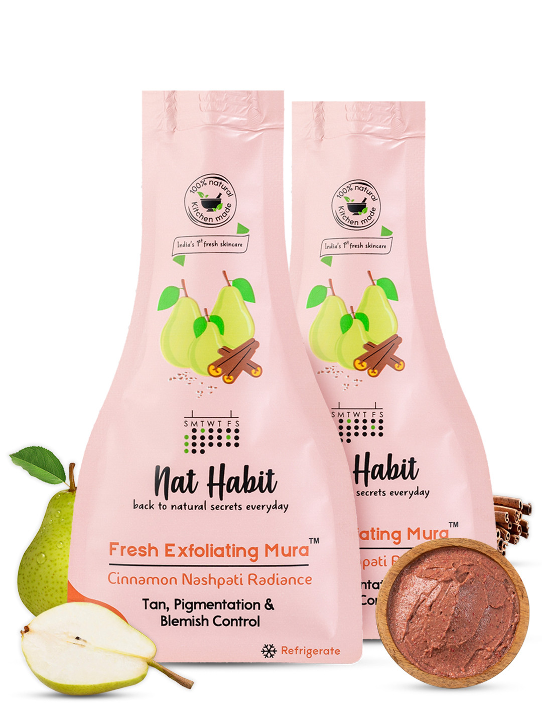 Nat Habit Set of 2 Fresh Exfoliating Mura Face Exfoliator with Cinnamon - 25 g Each
