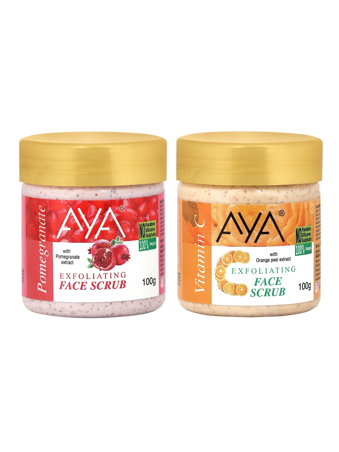 AYA Set Of 2 Pomegranate & Vitamin C Exfoliating Face Scrubs 100 ml Each